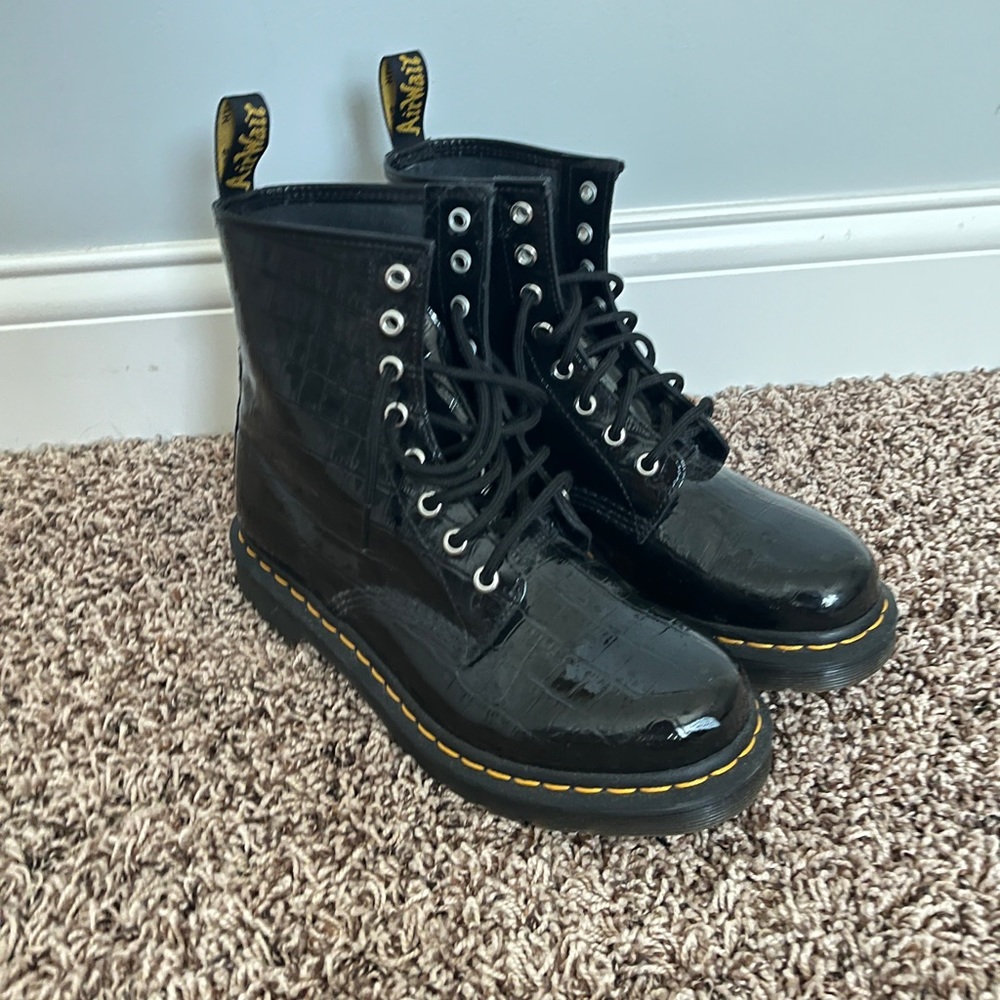 Doc Martens 1460 Black Patent Croc Boots